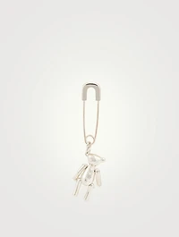 Sterling Silver Safety Pin Bear Earring