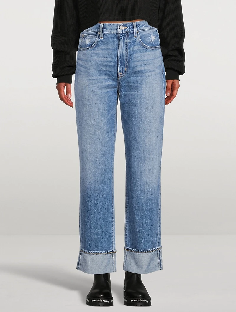 London High-Waisted Straight Ankle Jeans