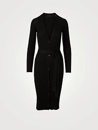 Silk-Blend Ribbed Long Cardigan