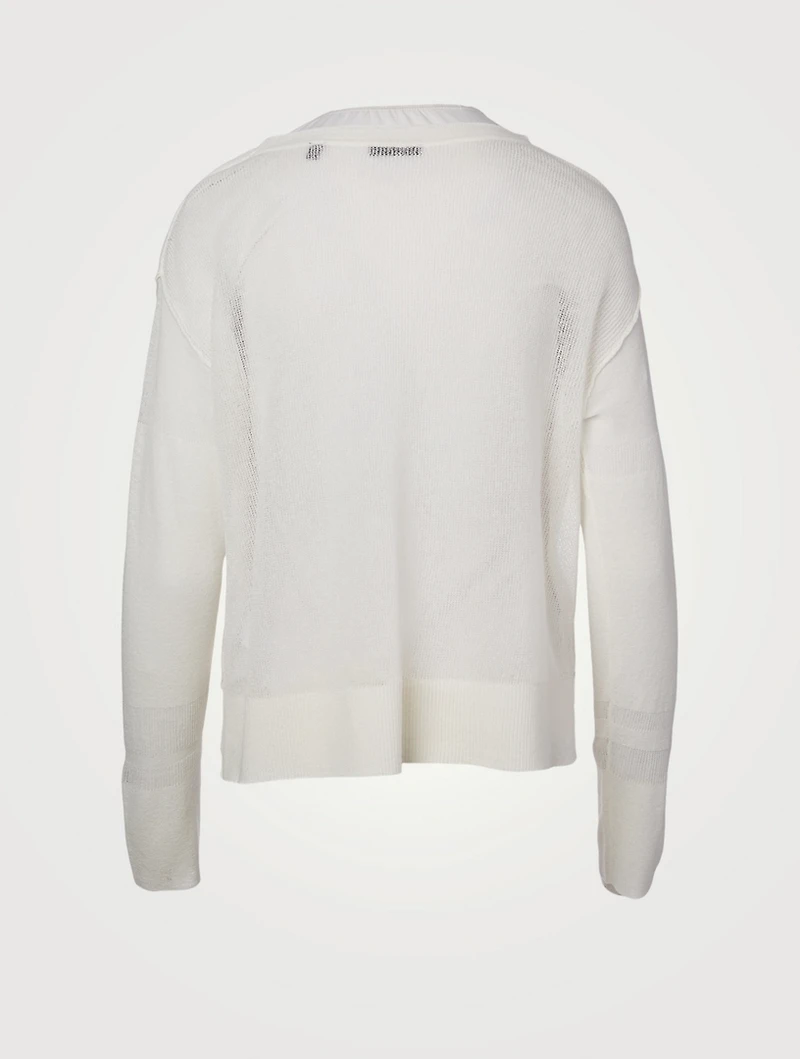 Linen-Blend Gauze Sweater