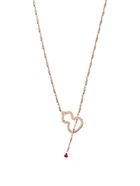 Wulu Ruby Couture 18K Rose Gold Necklace With Diamonds And Ruby