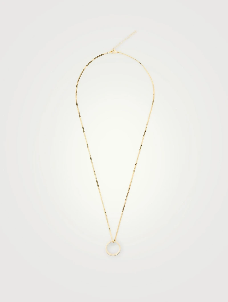Minimal Logo Pendant Ring Necklace
