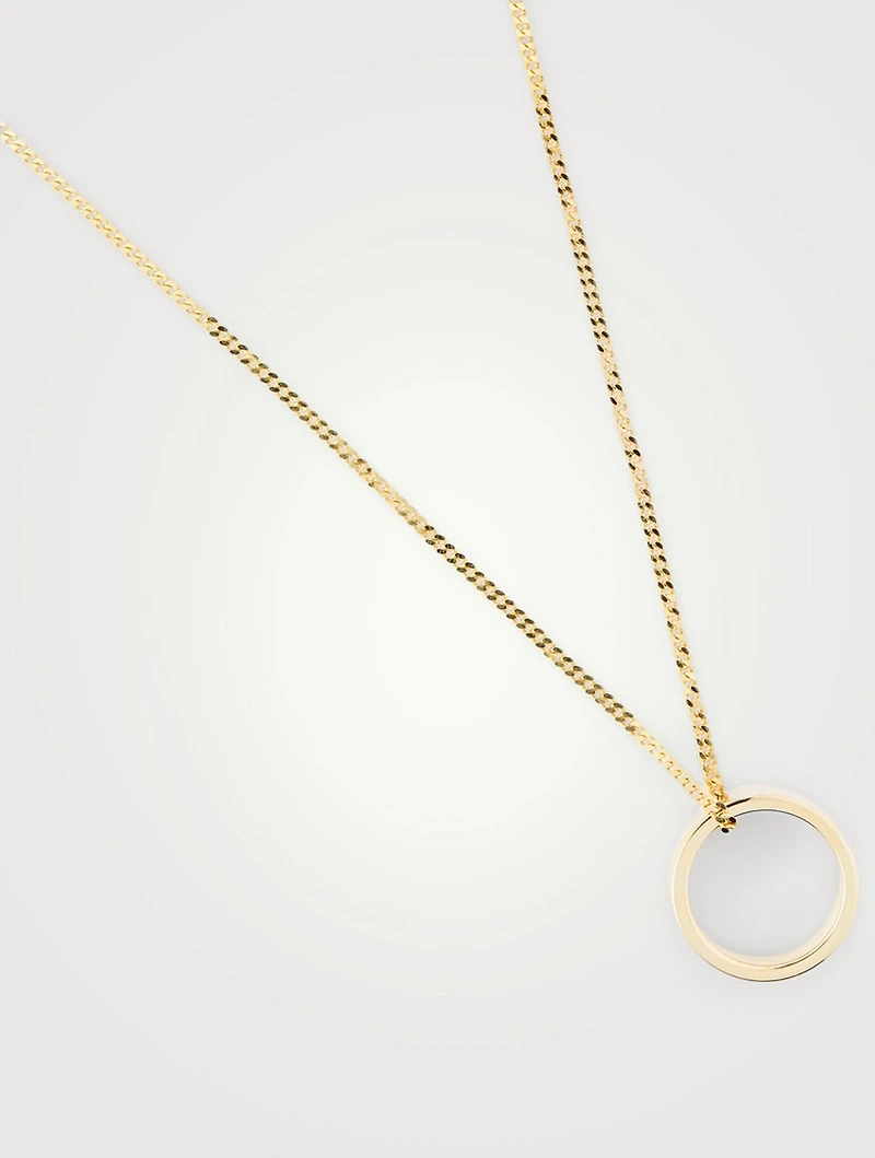 Minimal Logo Pendant Ring Necklace