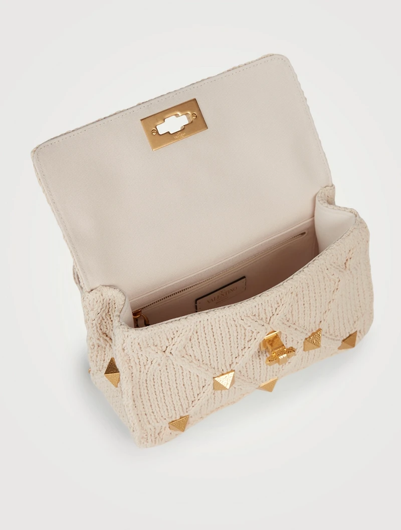 Roman Stud Knit Shoulder Chain Bag