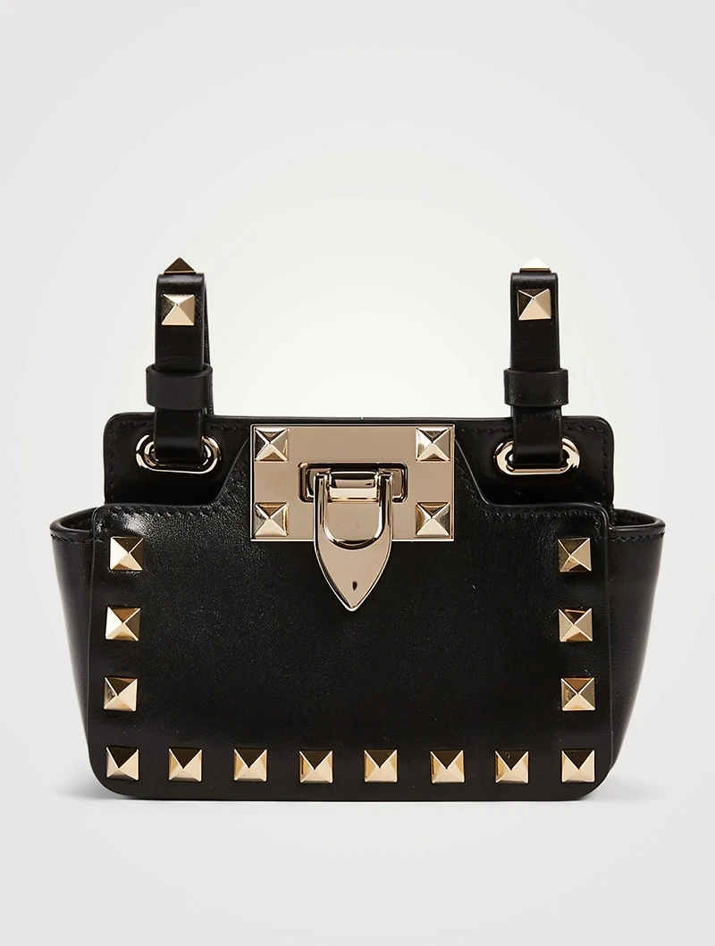 Rockstud Leather Card Holder With Strap