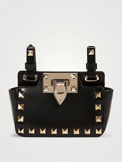 Rockstud Leather Card Holder With Strap