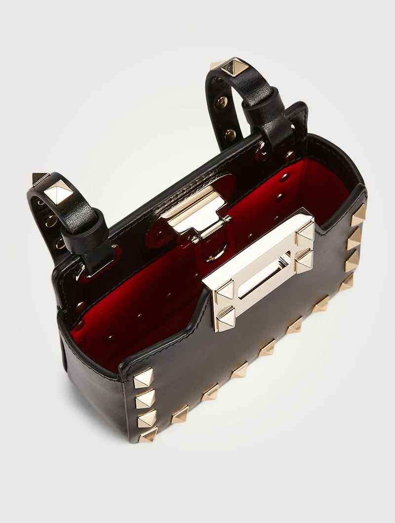 Rockstud Leather Card Holder With Strap