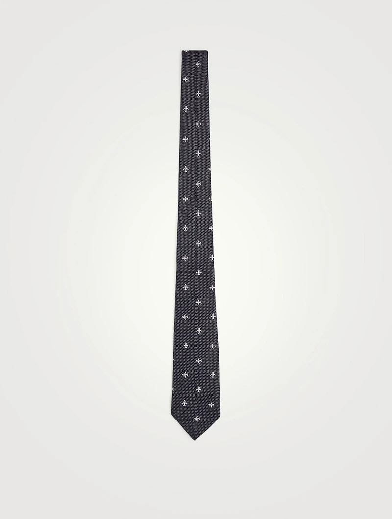 Silk Tie In Aeroplanes Print