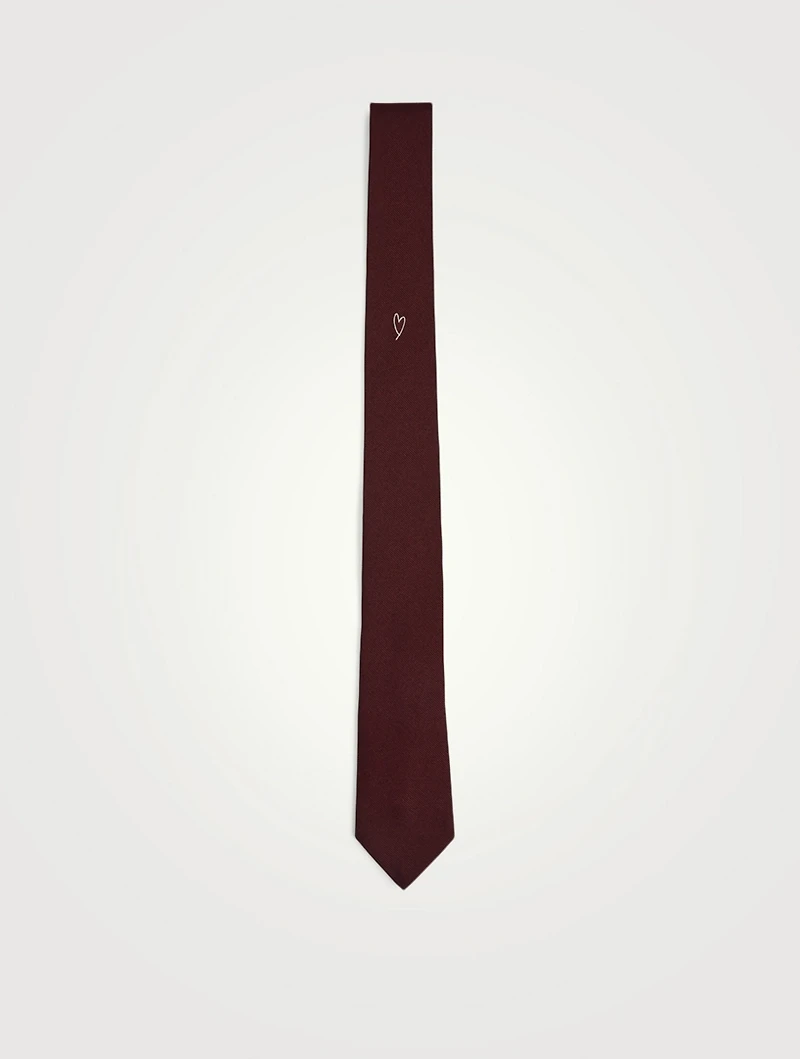 Silk Tie With Heart Doodle