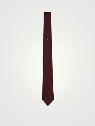 Silk Tie With Heart Doodle