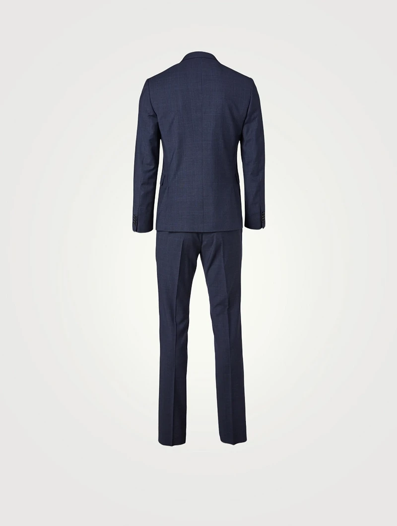 Wool Slim-Fit Two-Piece Suit Check Print