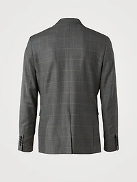 Wool Two-Button Jacket Windowpane Print