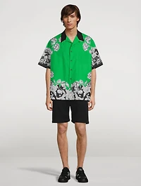 Cotton Short-Sleeve Shirt Dark Blooming Print