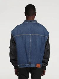 Nylon And Denim Bomber Jacket