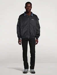 Nylon And Denim Bomber Jacket