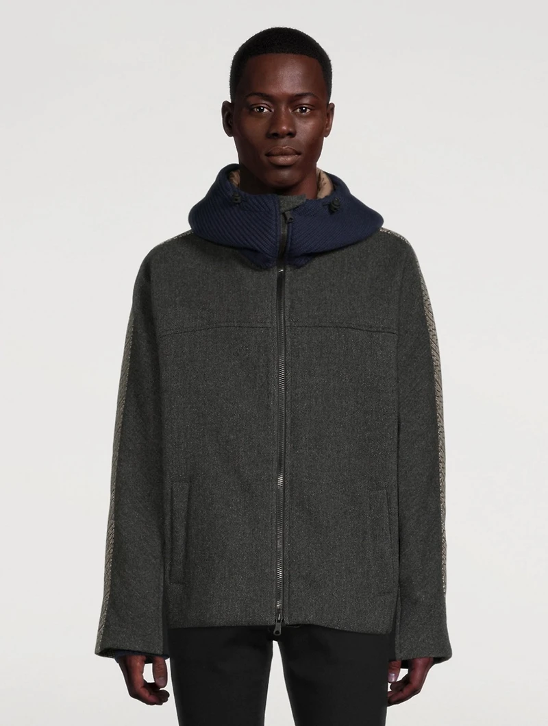 Wool-Blend Zip Blouson Jacket