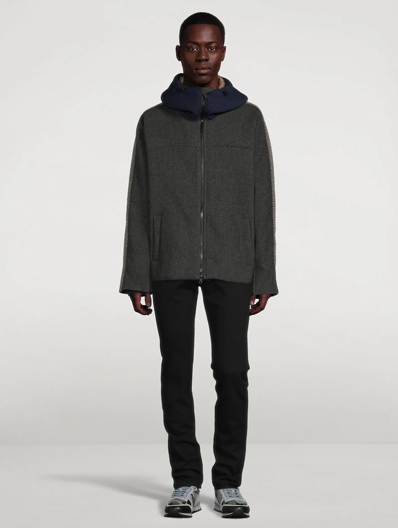 Wool-Blend Zip Blouson Jacket