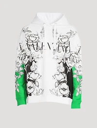 Cotton Hoodie Dark Blooming Print