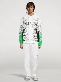 Cotton Hoodie Dark Blooming Print