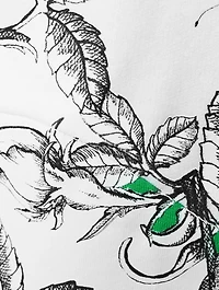 Cotton Hoodie Dark Blooming Print