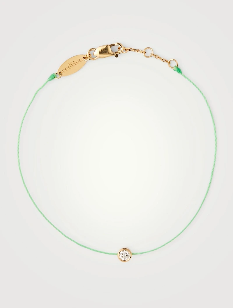 Pure 18K Gold String Bracelet With Diamond