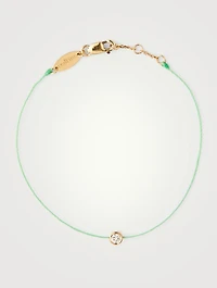 Pure 18K Gold String Bracelet With Diamond