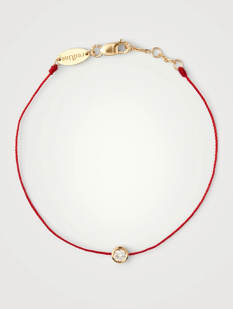 So Pure 18K Gold String Bracelet With Diamond