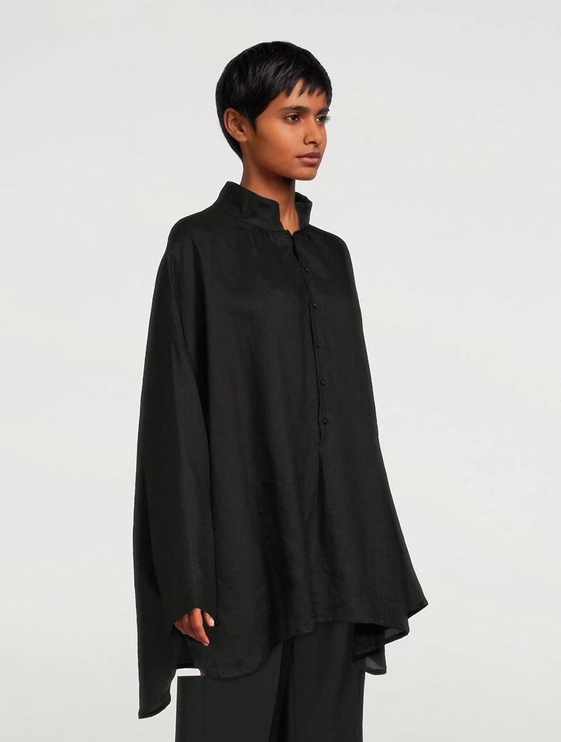 Linen A-line Long Shirt