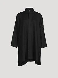 Linen Double Stand Collar Long Shirt