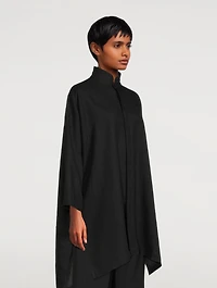 Linen Double Stand Collar Long Shirt