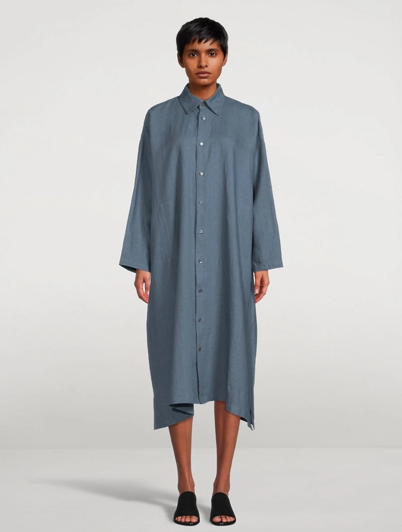 Linen Long-Sleeve Shirt Dress