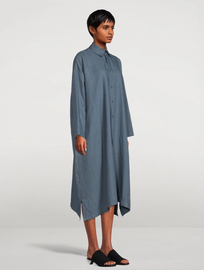 Linen Long-Sleeve Shirt Dress