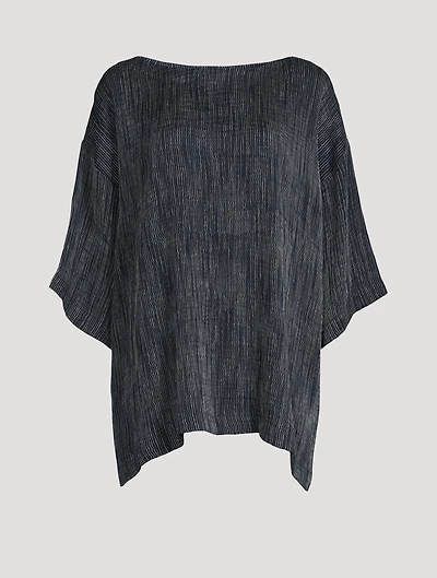 Linen-Blend Pleated T-Shirt
