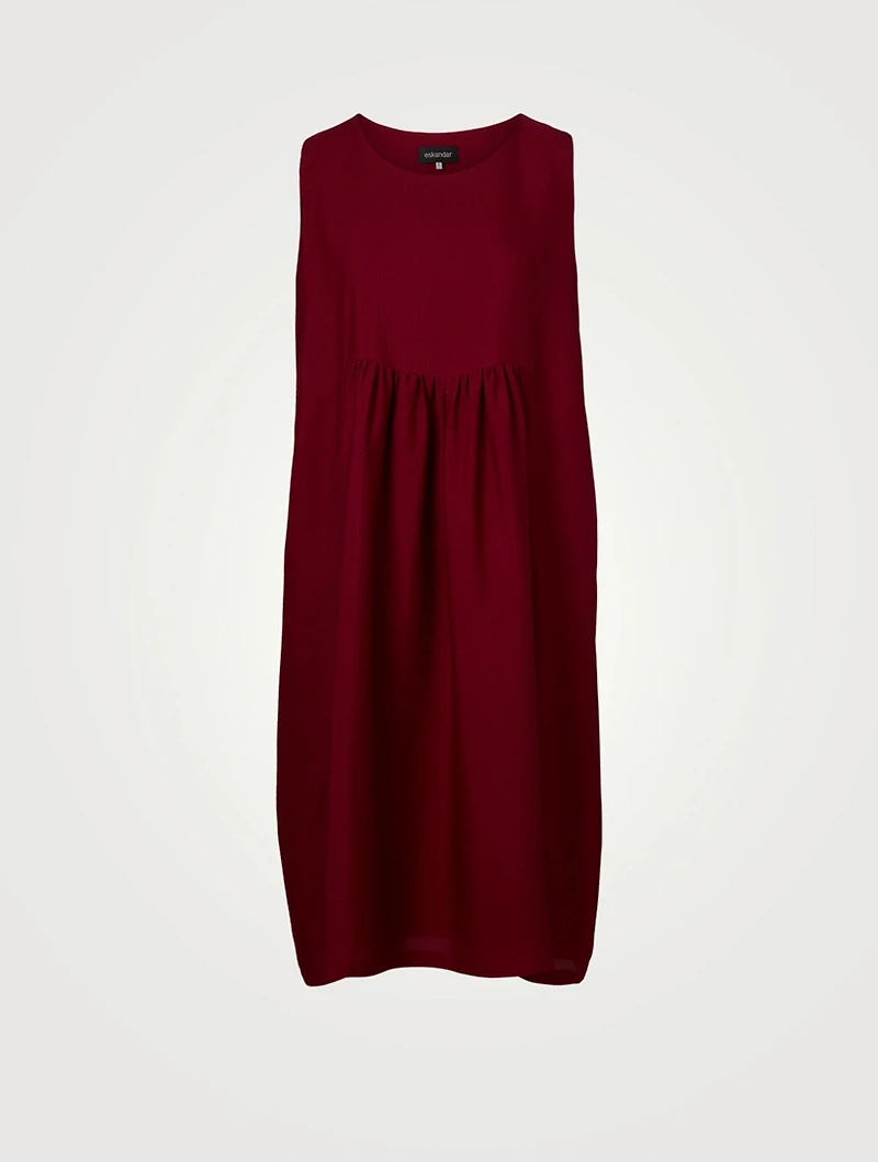 Silk Sleeveless Dress With Pleated Panels