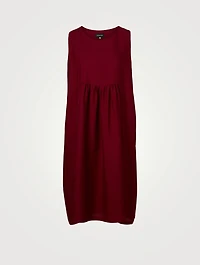 Silk Sleeveless Dress With Pleated Panels