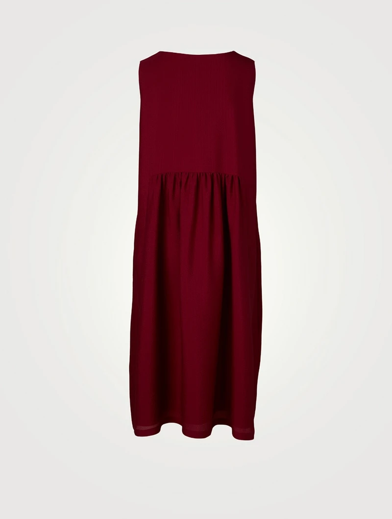 Silk Sleeveless Dress With Pleated Panels