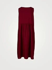 Silk Sleeveless Dress With Pleated Panels