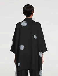 Silk Collarless Shirt With Shibori Disc Detail