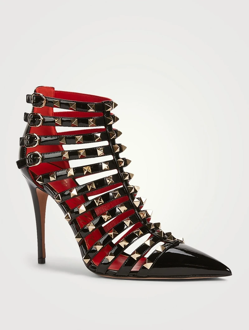 Rockstud Alcove Patent Leather Heeled Ankle Boots