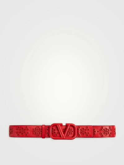 Ceinture VLOGO en cuir avec broderie San Gallo