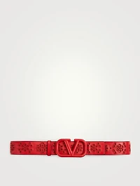 Ceinture VLOGO en cuir avec broderie San Gallo
