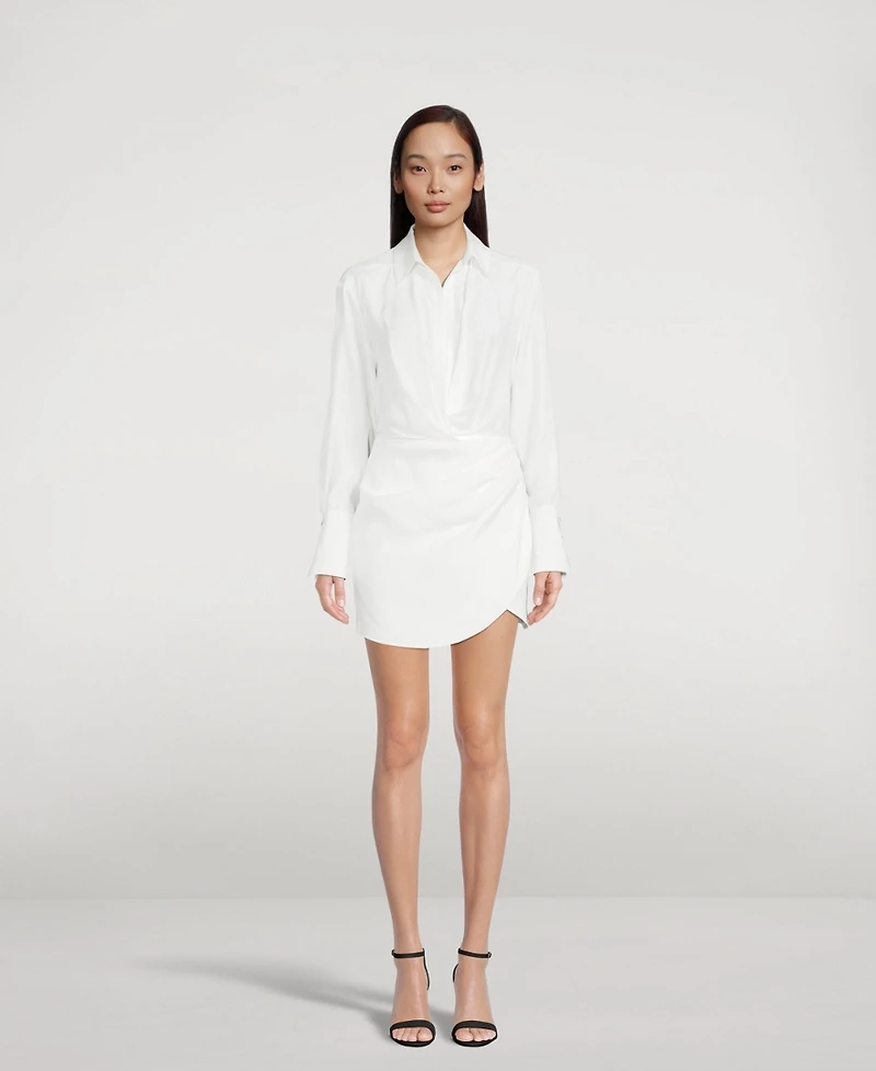 Naha Silk Long-Sleeve Mini Dress