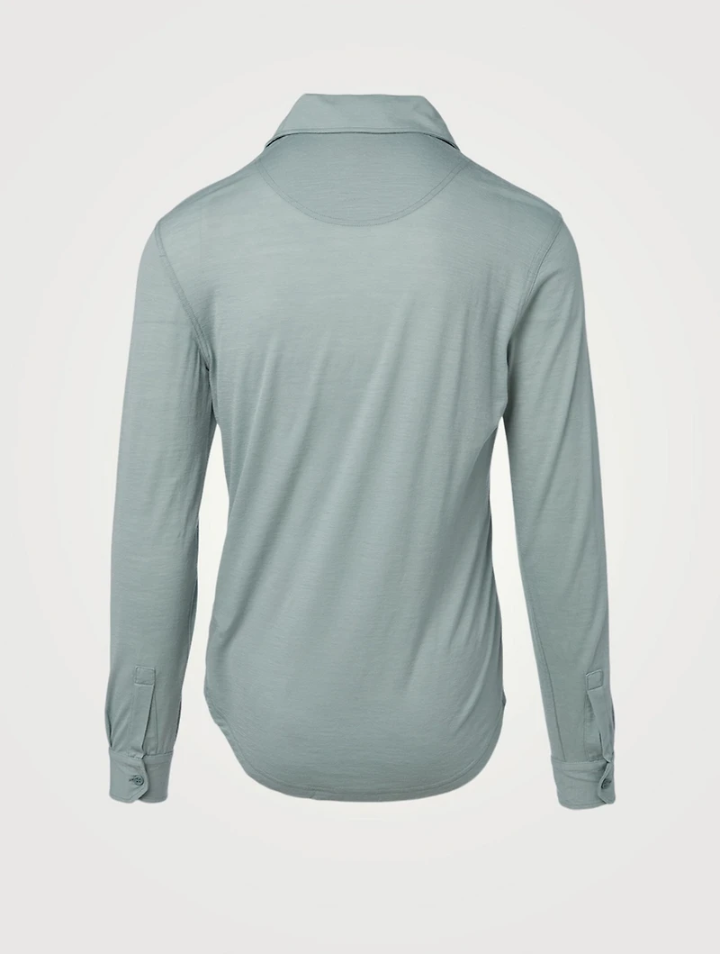 Sebastian Wool Long-Sleeve Polo Shirt