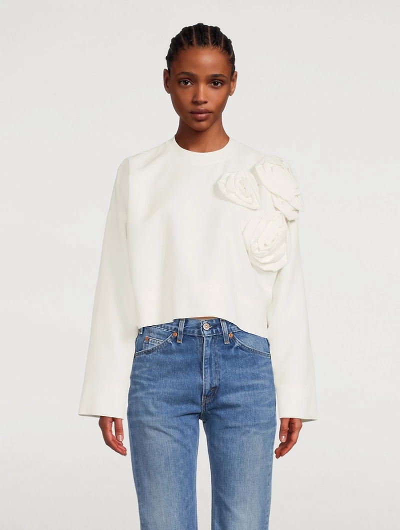 Boxy Sweatshirt With Floral Applique