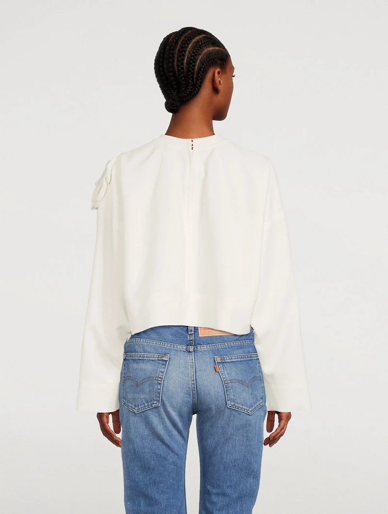 Boxy Sweatshirt With Floral Applique