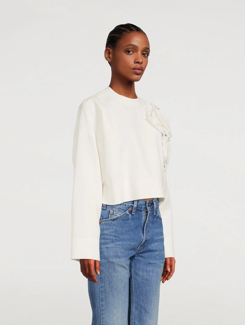 Boxy Sweatshirt With Floral Applique