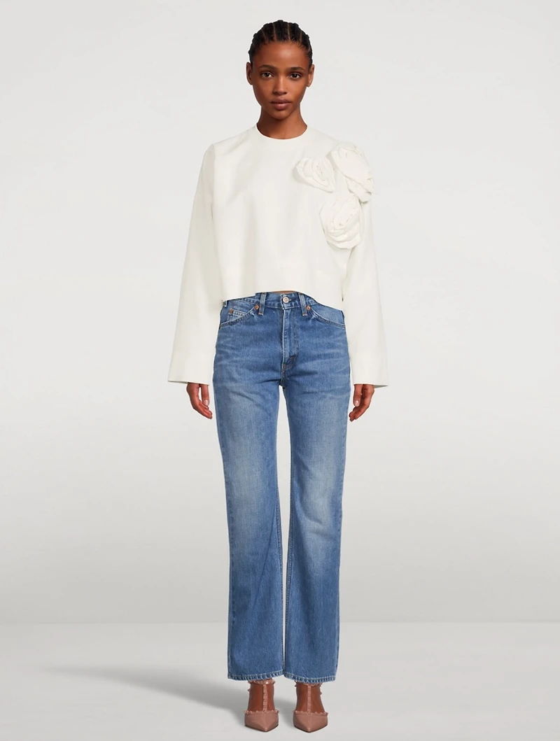 Boxy Sweatshirt With Floral Applique