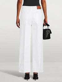 High-Waisted Cropped Jeans With VLOGO Belt