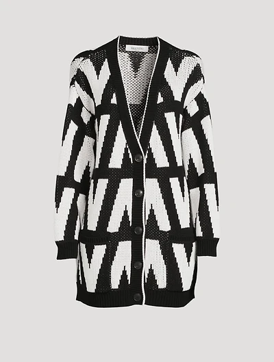 Cotton Oversized Cardigan V Print