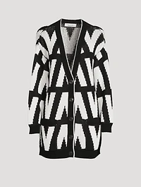 Cotton Oversized Cardigan V Print
